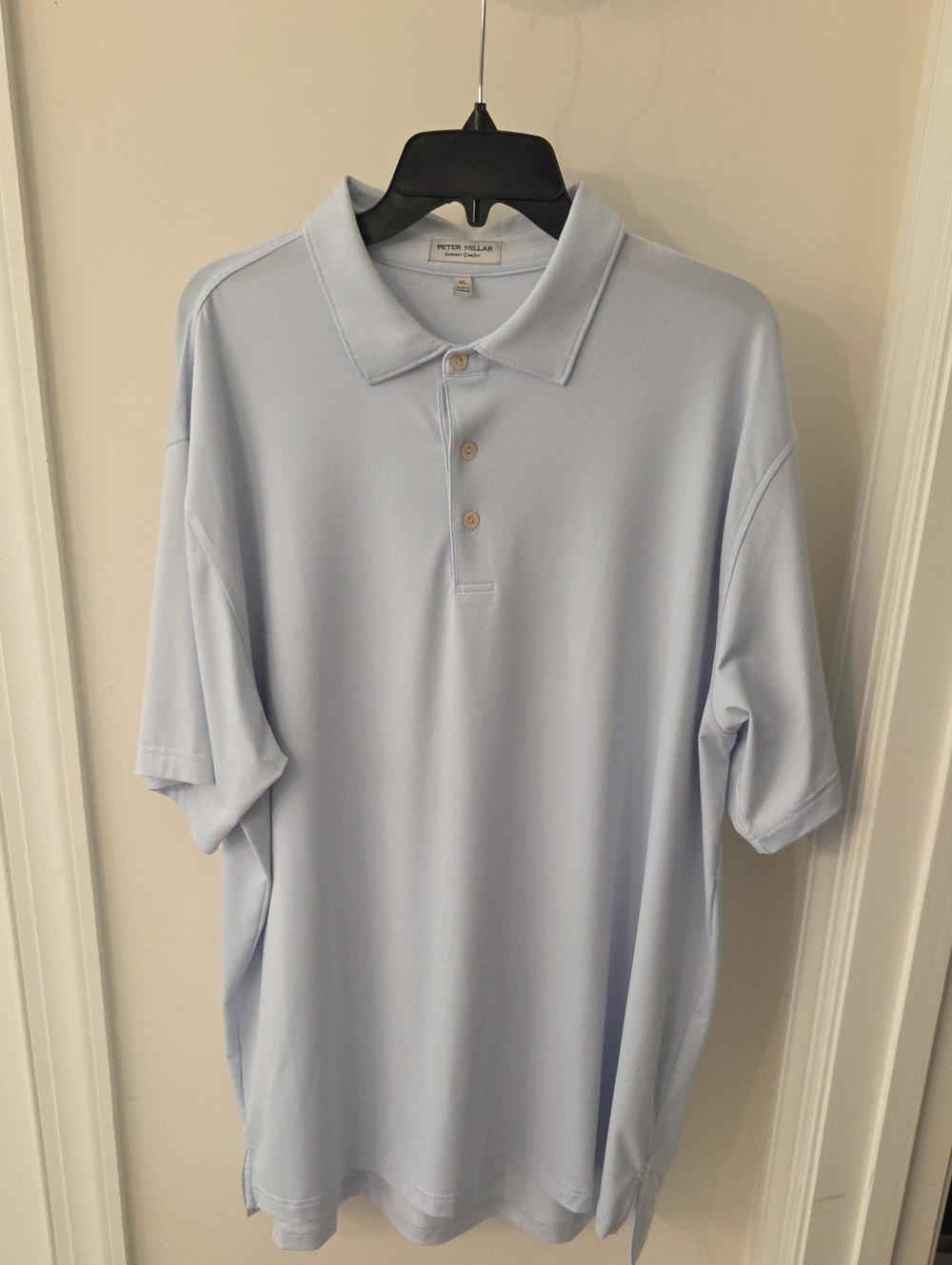 Peter Millar Pale Blue Short Sleeve Polo, Summer Comfort, XL